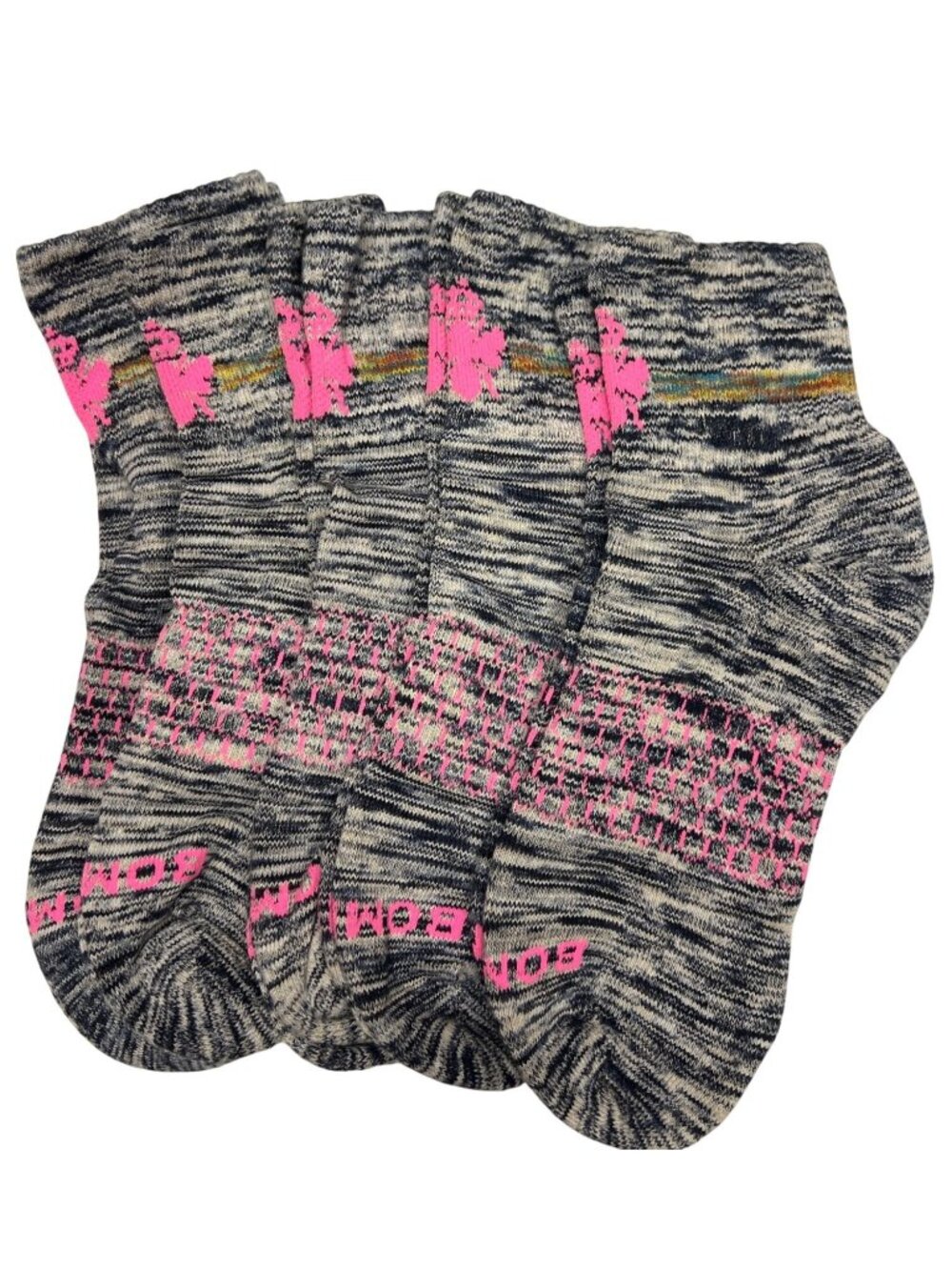 Bombas Ankle Socks Medium NWOT 5 Pair Gray Pink Cushioned Performance Comfort